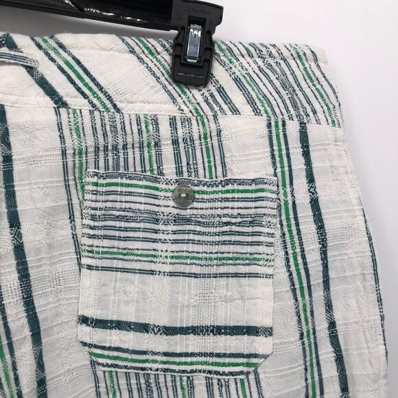 Sundance Pants Size Large Gigi Relaxed Wide Leg Striped Cotton Drawstring Green - Picture 7 of 9